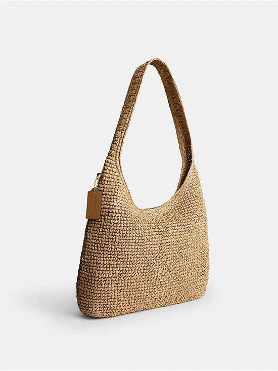 Coach Woven Straw Shoulder Bag in Natural Tan - Picture 8 of 9